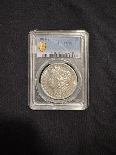 1884-S Morgan Dollar PCGS AU50 Gold Shield