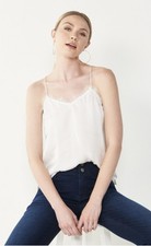 Nine West Satin Lace V-Neck Racerback Spaghetti Straps Camisole Ivory Sz S