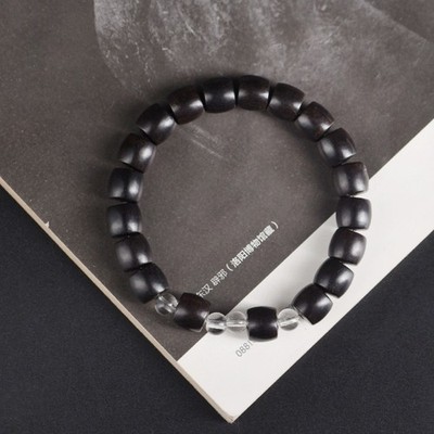 Ebony Straight-Cut Barrel Bead Prayer Beads Bracelet for Men and Women