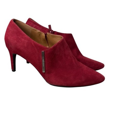 Calvin Klein Women's Jeanna Red Suede Bootie High Heels Size 11