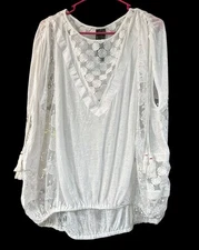 Free People South of the Equator Sleeveless Top L White Romantic New Tassel Boho