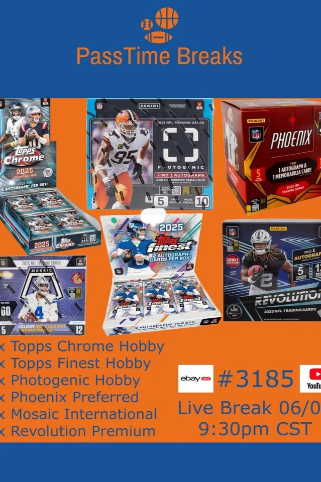 2025 TOPPS CHROME FINEST MOSAIC FOOTBALL - 6x Box Hobby Mix PYT BREAK 3185