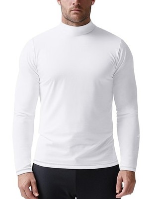 Zengjo Herren Base Layer Tops Thermohemd Stehkragen (weiß, XL)
