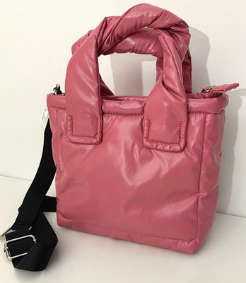 Zara Mini Pink Quilted Puffer Tote Crossbody Bag Zipper Closure NWT