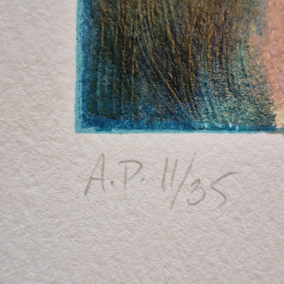 Barbara A. Madera "Dos Hermanas" A.P. Serigrafía firmada a mano 11/35 32x29 edición limitada. Foto 2 de 4