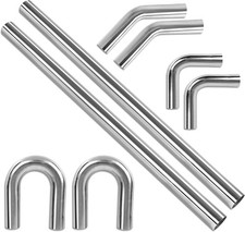 3 Od Stainless Steel Straight Bend Diy Custom Mandrel Exhaust Pipe Kit 8pcs