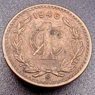 1946 Mexico 1 Centavo Mo Mexico City Bronze World Coin KM#415 Narrow Date — photo 1