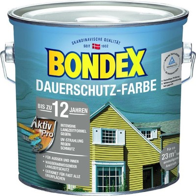 Bondex Dauerschutz-Holzfarbe 2,5 l, schneeweiß Holzschutzfarbe Holzschutz
