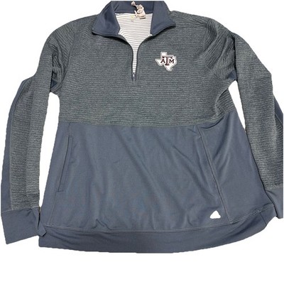 Vintage adidas Texas A&M Aggies Men's Gray  Jacket Quarter Zip Long Sleeve NCAA
