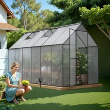 6x12ft Outdoor Greenhouse - Walk-in Heavy Duty Storage Shed with Adjustable Vent
