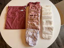 Nora's Nursery Pack Of 7 Cloth Baby Diapers/Inserts/Wet Bag Pinks NEW Bamboo lot