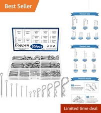 Luxury 304 Stainless Steel Cotter Pin Assortment Kit - 200 Pieces in 13 Sizes