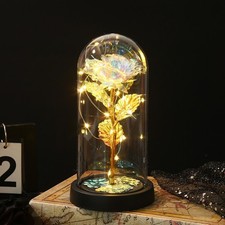 Light Up Flower Rose in Glass Dome Forever Flower Gifts Birthday Gift For Women