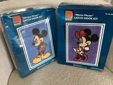 Lot Of 2 CARON Mickey Mouse & Minnie Latch  Hook Rug Kits-D0010, D00011 NIB