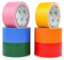 Colored Duct Tapes, 6 Rainbow Colors 2 Inch x 15 Yards x 9 Mil, Heavy Duty Wa...