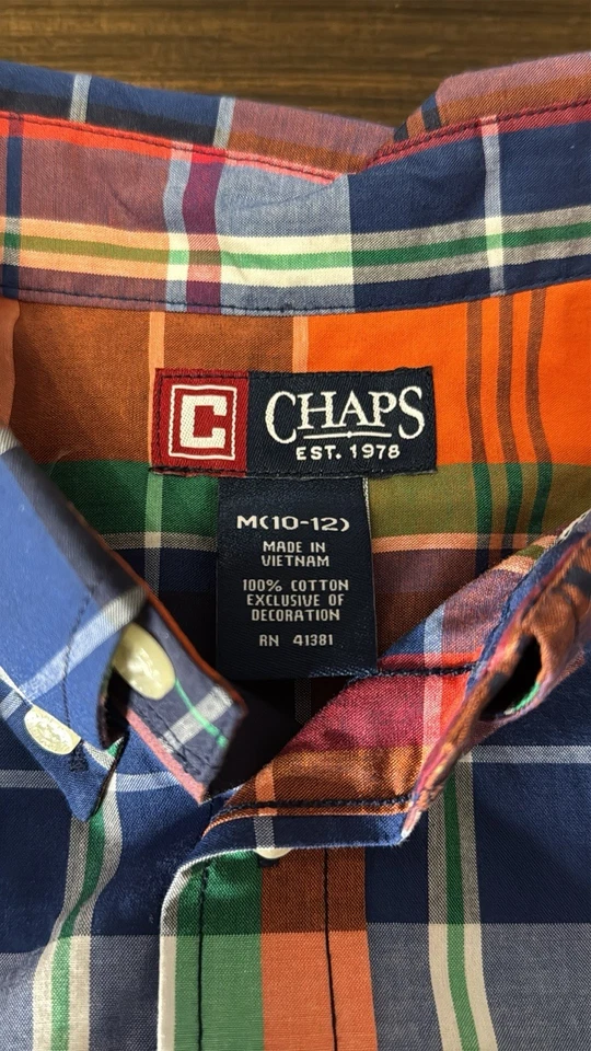Chaps boys long sleeve plaid collared shirt size M (10-12). - Image 2 of 3