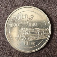 Medaille Eisenbahn 1890 - 1990, 100 Jahre Strecke S+R Berga-Kelbra Rottleberode.