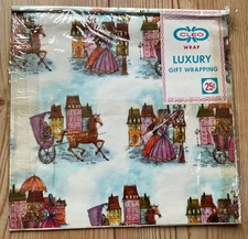 NIP 2 Sheets Vtg Cleo Luxury Wrapping Paper Gift Wrap - Victorian Women Village