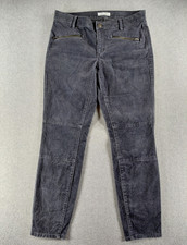 Loft Women's Pants Sz 28/6 Gray Corduroy Modern Skinny Ankle Stretch Zip Pockets