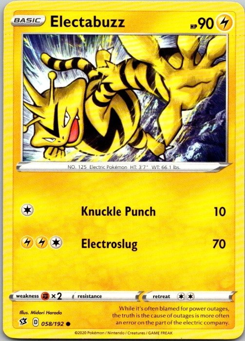 Electabuzz 058/192 Rebel Clash Common NM Pokemon TCG