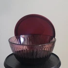Cranberry Pyrex 7402-S Sculpted Glass Mixing Bowl w/ Pyrex 7402-PC Lid