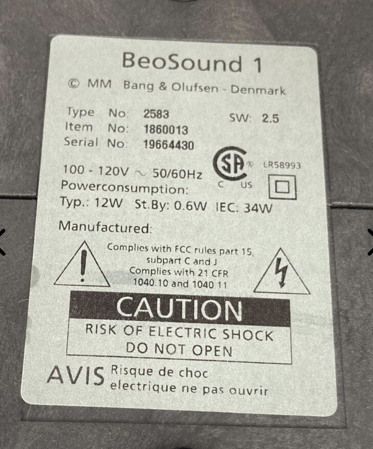 Bang & Olufsen B&O BeoSound 1 CD Player / Radio/ Aux w/remote