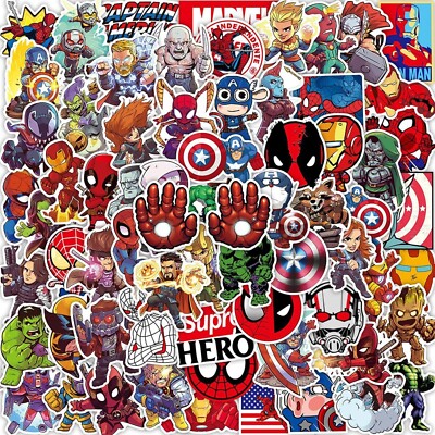 100 SUPERHERO AVENGERS STICKERS MARVEL, Fun on Phone Laptop Water