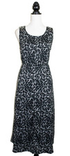 Grey Animal Print Dress Fit n Flare Midi Beaded Leopard Evening BNWT Size 10