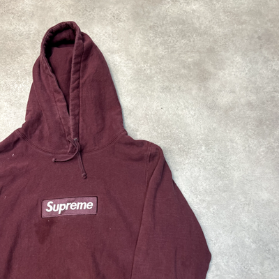 Supreme Hoodie Mens Small Y2K Box Logo Spellout Sweatshirt, Burgundy | eBay  UK