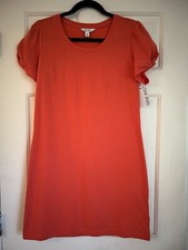 NWT Nine West T-Shirt Short Sleeve Dress Cotton Blend Size Small Melon Color