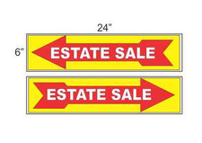 ESTATE SALE ARROW YELLOW  RED 6"x24" Plastic SIGNS Buy 1 Get 1 FREE 2 Sided