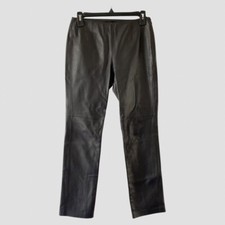 Moda International Dark Brown Straight Leg Leather Pants US2