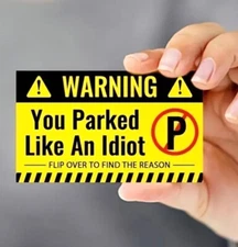 50pcs YOU PARKED LIKE AN IDIOT BAD PARKING CARDS FAKE TICKET PRANK JOKE GAG GIFT