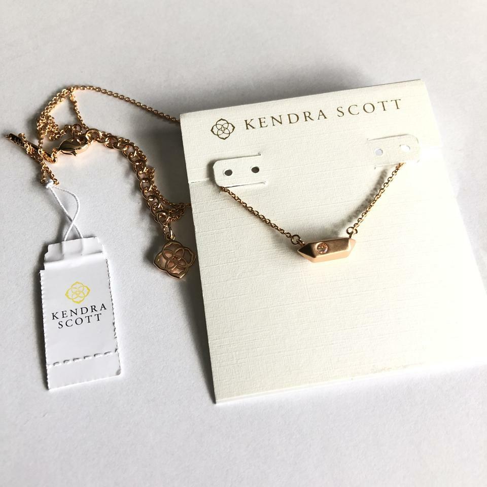 AUTH Kendra Scott ROSE GOLD Charly Crystal Stone Pendant Necklace