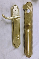 Signature Hardware Marconi Entrance Set Lever Handle Left Hand Satin Brass READ