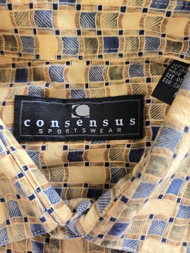 Consensus Men's Shirt Size XL Sportswear Button Down Short Sleeve Gray Print - Picture 7 of 11
