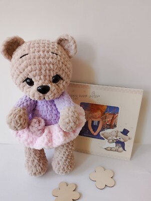 Crochet teddy bear Bear  art doll Knit toys.