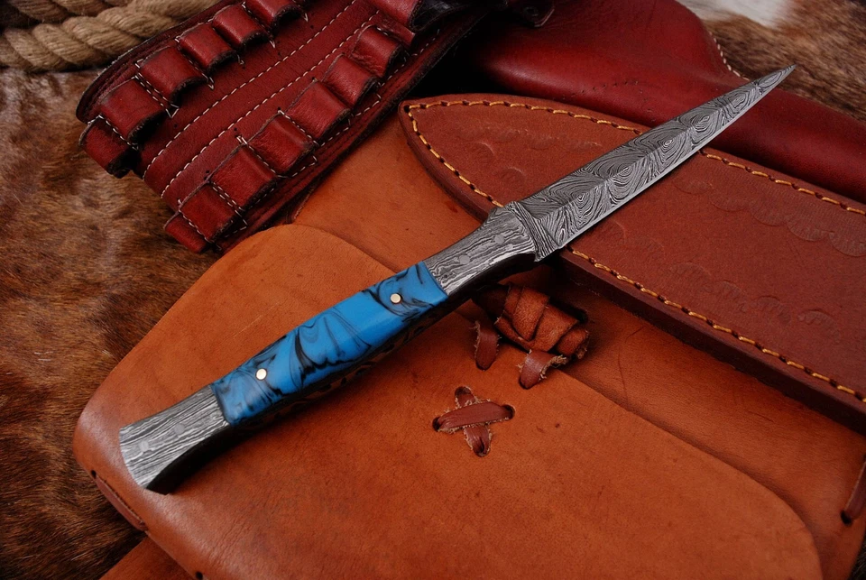 CUCHILLO DAMASCO CAZA SUPERVIVENCIA CAMPING DOBLE FILO CUCHILLO DE PESCA FULL ESPIG PRO Foto 4 de 4