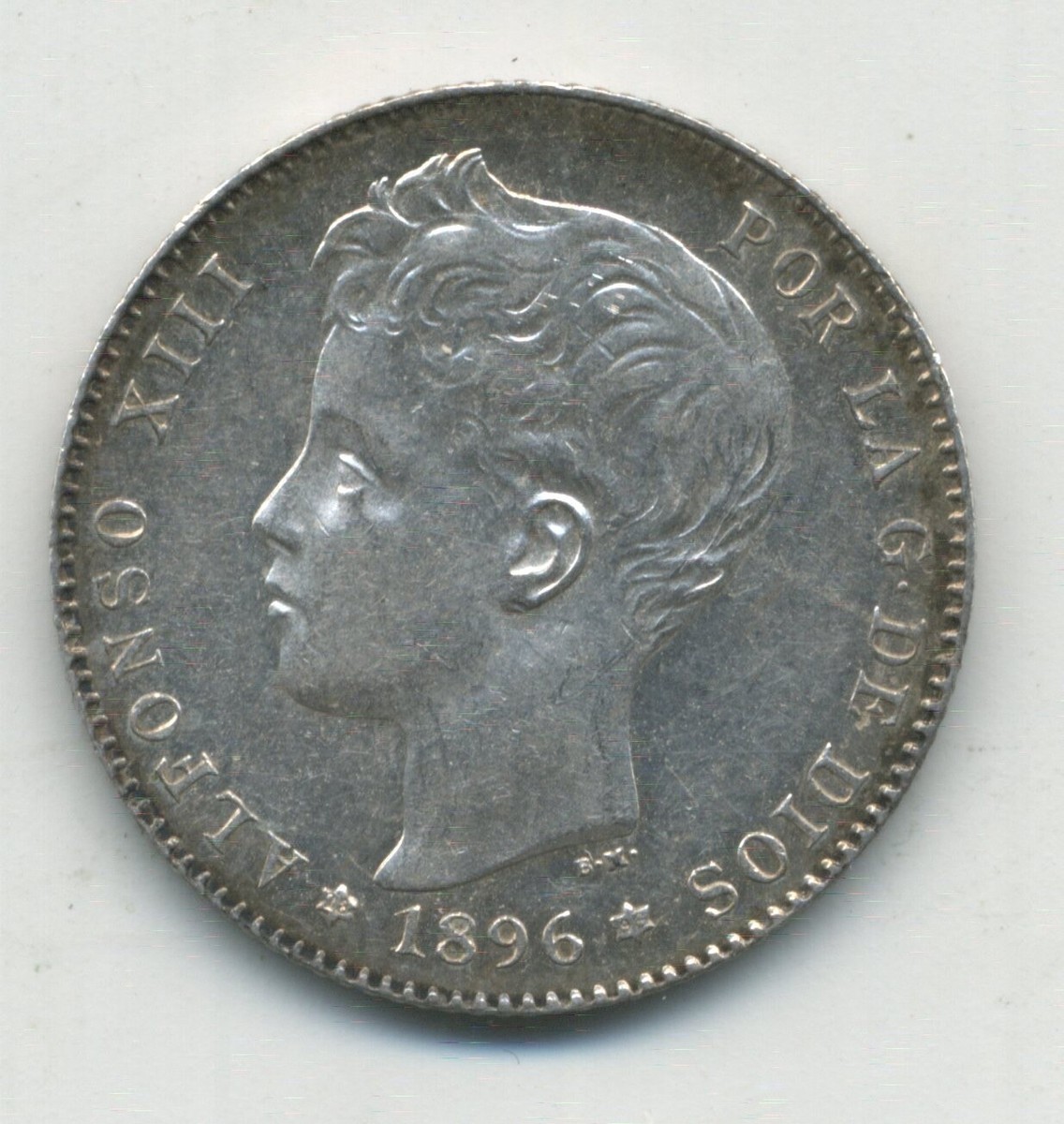 Spain España 1 peseta 1896 Km 706 aUNC Silver coin | eBay