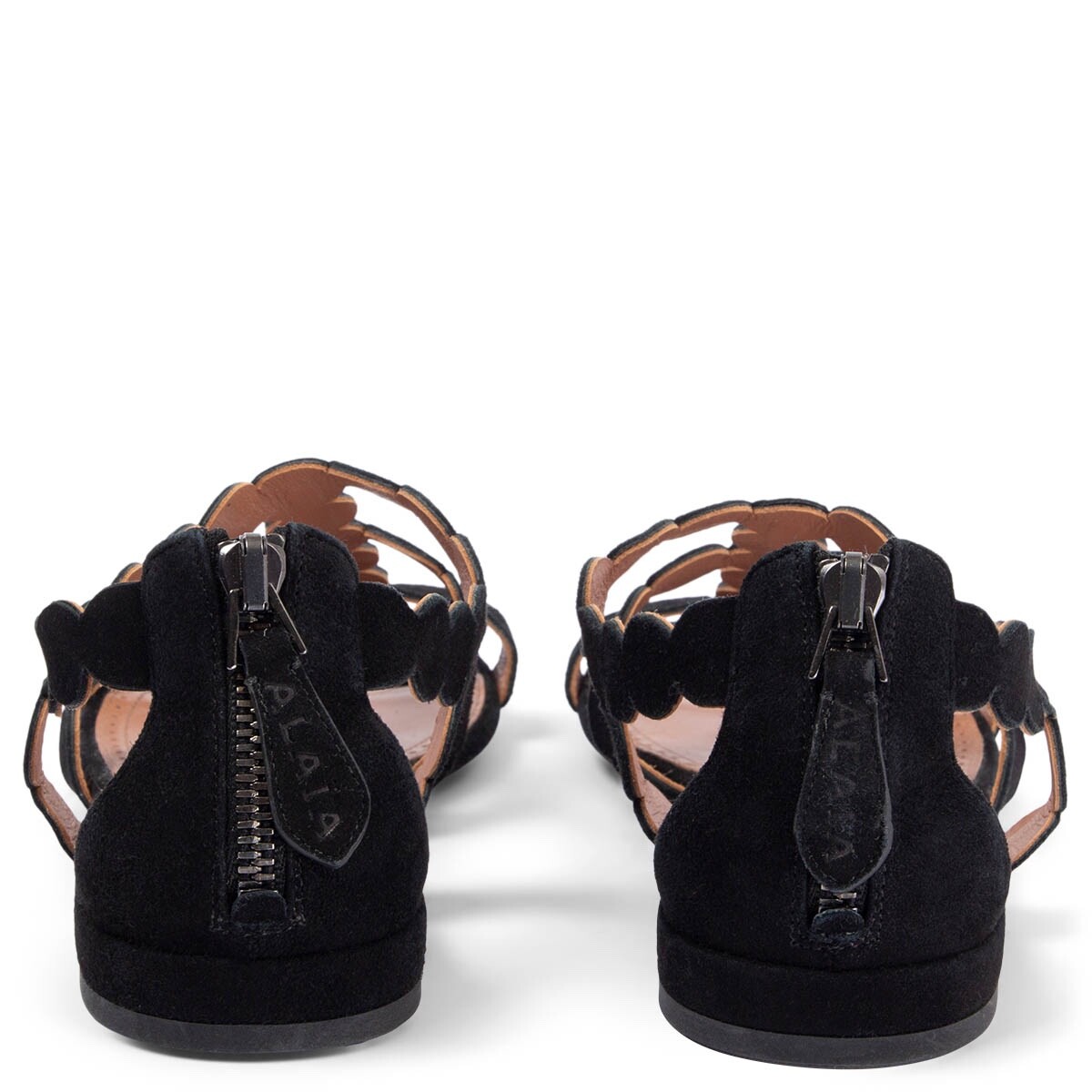 67624 auth ALAIA black suede SCALLOPED Flat Sandals Shoes 67624 auth ALAIA black suede SCALLOPED Flat Sandals Shoes