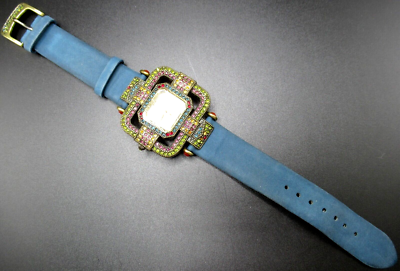 HEIDI DAUS Colorful Crystal Blue Leather Watch | eBay display picture 3