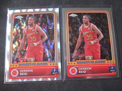 DERRION REID 2-CARD LOT 2024 Topps Chrome McDonald's AA Games RAY WAVE/Base TIDE
