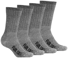 FUN TOES Men's and Kids 70% Merino Wool Crew Socks 4 Pack Midweight Arch Support