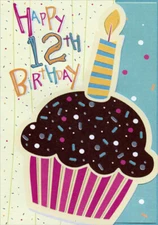 Cupcake with Sprinkles Die Cut Designer Greetings Age 12 / 12th Birthday Card