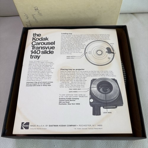 Vintage Kodak Carousel Transvue 140 Slides Tray In Original Box Used Very Good - Picture 4 of 12