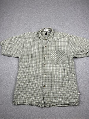 Vintage Bugle Boy Mens Shirt Extra Large Green Button Down Short Sleeve Utility