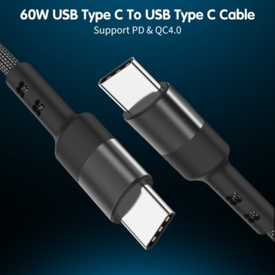 3x 60W Ladekabel USB-C to USB-C TYPE-C Daten PD für SAMSUNG HUAWEI APPLE LENOVO