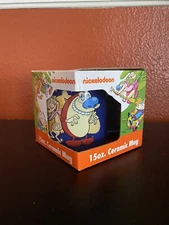 Ren and Stimpy Show Mug Viacom Coffee Cup Blue Ceramic nickelodeon New ICUP NIB