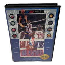 Bulls vs Lakers NBA Playoffs CIB Sega Genesis COMPLETE video game AUTHENTIC