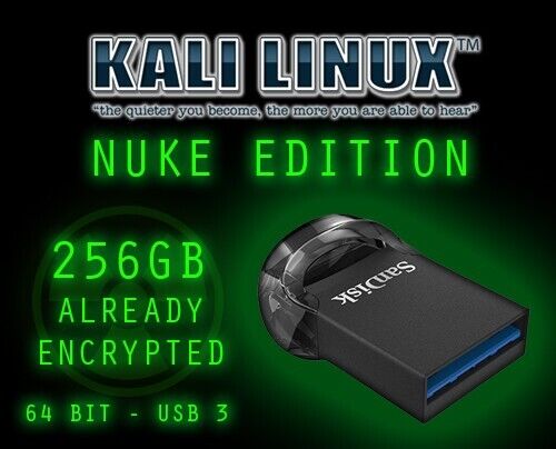 Kali Linux USB 2024.4 +ENCRYPTED Persistence NukeKey-256GB Portable Hacking Key